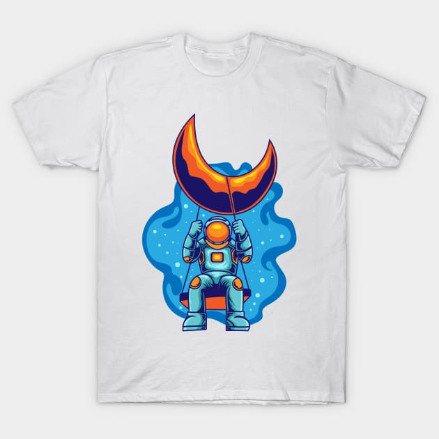 Astronaut Playing Swim In Space T-Shirt by Amadeuz